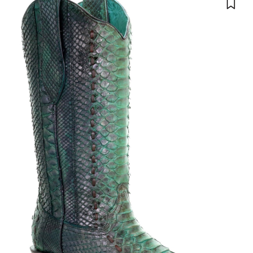 Corral Green Heeled Python Boots - Picture 3 of 3